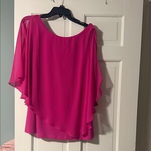 MSK Women’s Bright Fuchsia Layered Chiffon Blouse